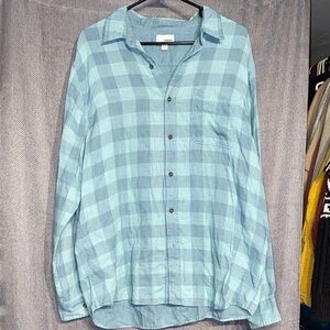 Men's Blue Checkered Button-Down Shirt